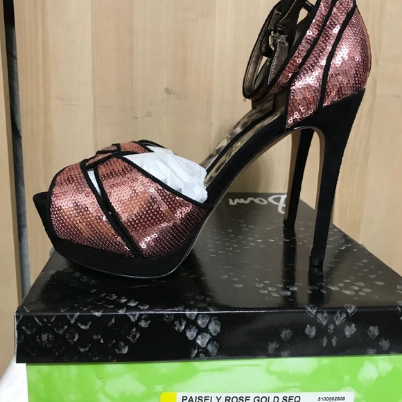 Sam Edelman Rose Gold Sequined Pumps Women Heels Size 8 - Picture 3 of 3